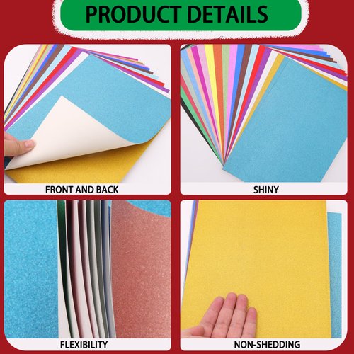 Owl Focus Premium Glitter Cardstock Paper for DIY Crafts, Greeting Cards, and Decor - Vibrant Colors, Shimmering Brilliance, and Crafting Excellence,18 Sheets 10 Colors,A4 Size,250GSM