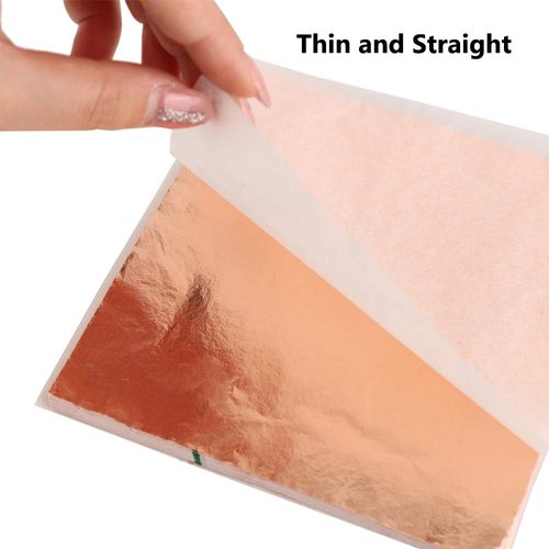 Gofypel Silver Leaf Sheets Rose Gold Leaf Sheets Foil Paper Rose Gold Cake Decorations for Nail Decals Nail Art Baking Cooking Decor 5.5 x 5.5 inch 200Pcs