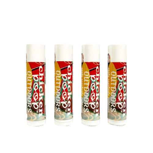 Chicken Poop Lip Balm Simone Chickenbone Outdoors Moisturizer with SPF 30 for Dry Chapped Lips, 0.15 oz, Pack of 4