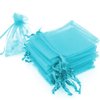 Boshen 100/200PCS Organza Gift Candy Sheer Bags Mesh Jewelry Pouches Drawstring Bulk for Wedding Party Favors Christmas (3" X 4"(100PCS), Teal Blue)