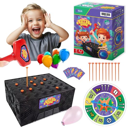CHOWONE Whack a Balloon Game Bang Popping Balloon Tricky Tabletop Board Game Night for Family Party Blast Balloon Pop Game Explosion Balloon Box Toy Game for Kids and Adults
