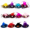 AUEAR, 12 Pack Mini Tea Party Hats with Faux Feather, 6 Colors Fashion Shining Decorative Tiny Hats (Style B)
