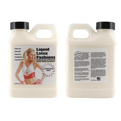 Liquid Latex Fashions - Ammonia Free Halloween Fluorescent White Body Paint, Ideal for Artwork, Theater, Parties, School Plays, Cosplays and Concerts- 8 oz