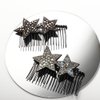 Pokinge 3pcs Sweet Rhinestone Star Hair Comb Metal Side Hair Combs With Long Teeth Slide Hair Clips Fixed Combs Hair Accessories U Shape Hair Styling Comb