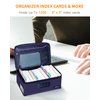 JUNDUN Index Card Holder with Lock,Collapsible Fireproof Index Card Box fits 1200 3x5-Inch Flash Cards - Business, Recipe, or Note Card Storage Boxes - Blue