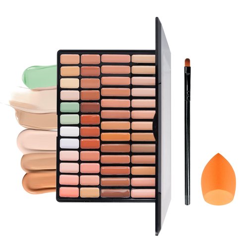 VERONNI Concealer Palette Set- 50 Colors Concealer Palette for Face Contour Color Correcting Makeup Kit with Sponge Puff Oval & Makeup Brush