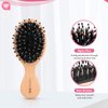 URTHEONE 3Pcs Hair Brush Mini Boar Bristle Hairbrush for Thick Curly Thin Long Short Wet or Dry Hair, Pocket Travel Small Paddle Hair Brush for Men Women Kids Detangle Massage Add Shine