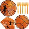 96PCS Basketball Party Supplies, Basketball Plates and Napkins Dinnerware Sets Boys Birthday Party Decorations Basketball Theme Tableware Set Includes Basketball Paper Plates Napkins Forks Serve 24
