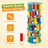 Coogam Wooden Tower Stacking Game, Fine Motor Skill Montessori Building Blocks with Dice Toppling Leaning Tower Toy Party Family Games for Kids and Adults