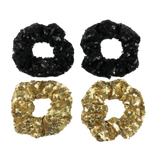 4 Pcs Sequin Hair Scrunchie Hair Bobbles Metallic Elastics Ponytail Holders Hair Wrist Ties Bands...