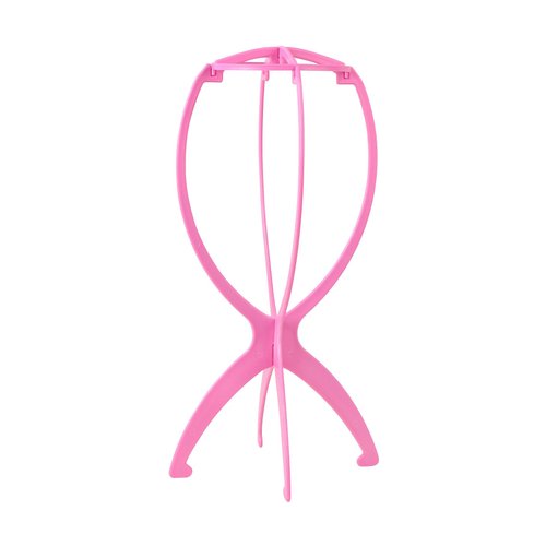 MIDELONG Wig Stand, Short Wig Stand Portable Wig Holder Wig Head Stand, Collapsible Wig Holder for Multiple Wigs, Durable Wig Display Stand Tool Travel Wig Stand (1Pcs Pink)