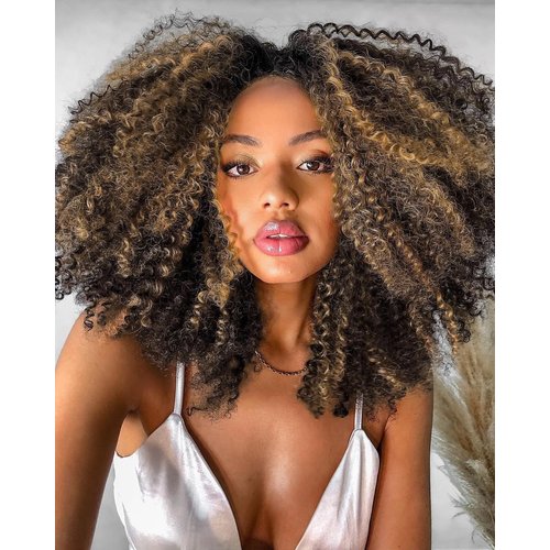 Quick Wig Curly Lace Front Wigs Short Kinky Curly Wig 13×4×1 HD Glueless Lace Curly Wig Highlight Synthetic Lace Wigs for Women Deep Wave Wig (4/27#)