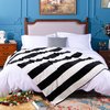 NTBAY Flannel Throw Blanket, Super Soft with Black and White Stripe (51"x68")