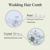 6 Pieces Pearl Hair Comb Hair Pins Pearl Rhinestones Headpiece Hair Barrettes for Women Girls Flower Crystal Headpiece Hair Accessories for Party Wedding Daily Silver