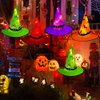 XTF2015 Halloween Witch Hat Lights Decorations Outdoor, Upgraded 8pcs Hanging Glowing Witch String Lights with 8 Modes, 44FT 104LED Waterproof Halloween Lights for Outdoor, Garden, Trees, Party Decor