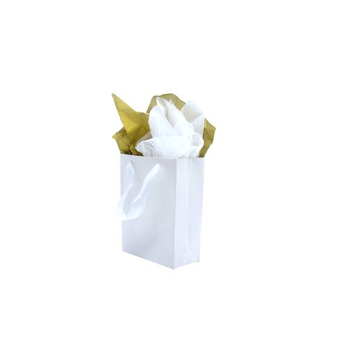 JUNESHE Small Gift Bags with Handles & Tissue Paper,6 Pack 4.7"×2.2"×6.3" Mini White Gift Bags, Tiny Gift Wrap for Jewelry box, Candles, Retail, Birthday Party Favors