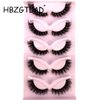 HBZGTLAD NEW 5 Pairs Fluffy Natural Lashes Makeup Handmade Reusable Short 8mm-22mm Wispy Strip Faux Mink False Lashes (RU-1)