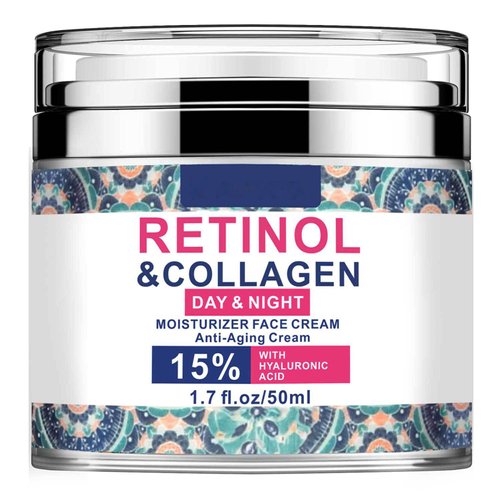 Retinol Cream for Face Anti Aging, Collagen Cream with Hyaluronic Acid Face Moisturizer Day and Nigh for Women and Men Tighten and Lift Wrinkle Cream for Wrinkles, Fine Lines and Dryness 1.7 Fl Oz