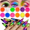 Neon Pigment Powder for Nails - 12 Colors Fluorescent Neon Rainbow Smoke Nails, 3d Nail Art Pigment Powder For Acrylic Nails, Halloween Neon Makeup Pigment