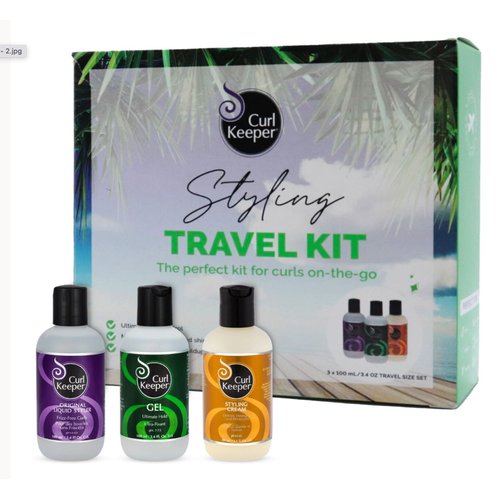 Curl Keeper Travel Pack for Curly Hair - TSA Approved Travel Set Includes Original Liquid Styler, Hold Gel & Styling Cream - Frizz-Free Hair Care Products for All Curl Types - Starter Gift Set
