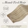 Full Shine Sew In Weft Hair Extensions Human Hair Color Golden Blonde Highlighted Medium Blonde Hair Hand Tied Weft Extensions Invisible Hair Extension 18 Inch Genius Weft Hair Extensions Human Hair