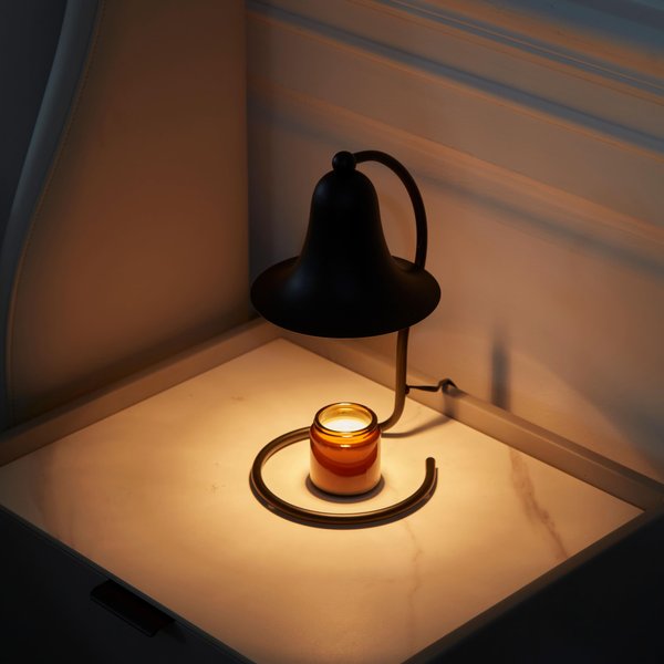 Yeuslor Candle Warmer Lamp for Jar Candles,with Timer and Dimmer,Adjustable Brightness,All Metal Lamp Body,Suitable of Aromatherapy Waxes Black Trumpet-Shape