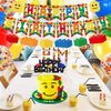 Building Blocks Themed Birthday Party Decorations Pack - Includes Glitter Cake Topper Banners and Balloons - Summer Colorful Themed Bday Party Pack Supplies