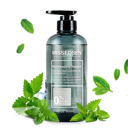 MISSEDSEN Mens Shampoo for Organic Mint Shampoo for Straight, Curly, Thick, or Thin Hair Deep Cleansing Nourishing and Strengthening Invigorating Scent 17.6FL.OZ (500ML)