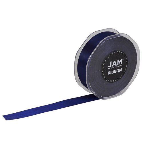 JAM PAPER Double Faced Satin Ribbon - 7/8 Inch Wide x 25 Yards - Navy Blue - Sold Individually