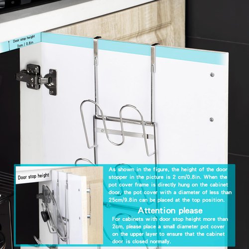 YQh The-Cabinet Pot Lid Organizer,Door Mounted Pot cover rack,Pot Lid Storage,Cabinet-Hanging Type Pot Lid Rack,304 stainless steel Pot cover support in kitchen, cabinet and food cabinet