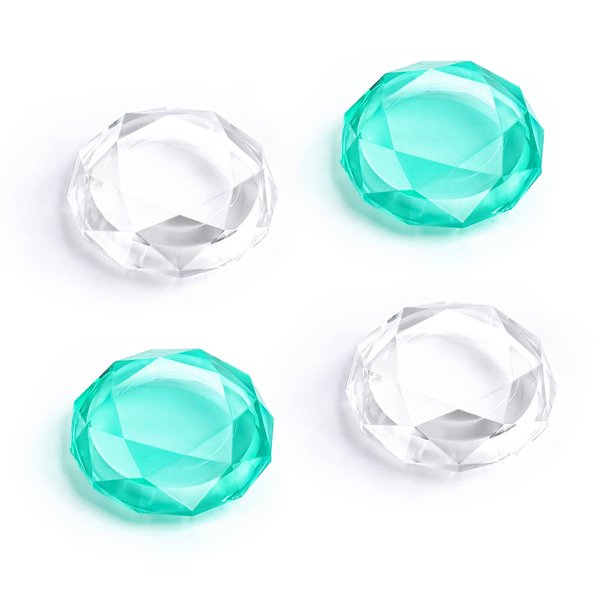 DLseego Diamond 3D Thumb Grips Caps Design for Switch & Switch Lite & Switch OLED Joy Con Crystal Clear Console Joystick Cover 4PCS - Clear and Green