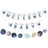 Fangleland Outer Space Baby Shower Banner Garland for Boy, Universe Welcome Baby Banner Decor for Galaxy Planet Themed Party Supplies