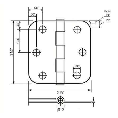 48 PCS Oil Rubbed Bronze 3-1/2 Inch 3.5" X 3.5" in 5/8" Radius Round Corner Interior Door Hinges