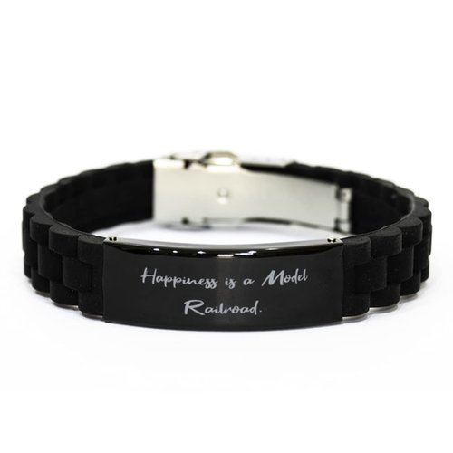 Special Model Railroads Gifts, Happiness is a Model Railroad, Fun Black Glidelock Clasp Bracelet for Friends from Friends, Model Train Set, Toy Trains, Train Tracks, Railroad Toys, Electric Trains,