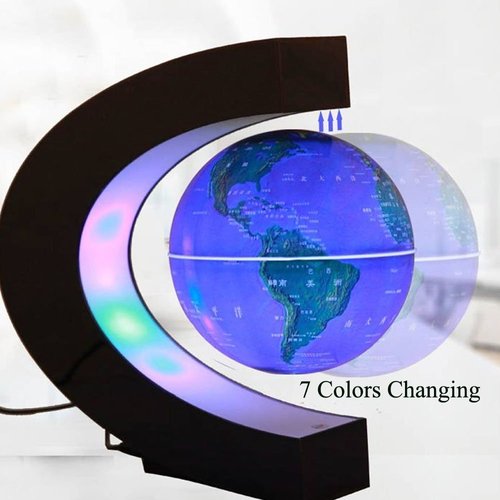 FUZADEL Multi-Color Changing Floating Globes Levitating Globes Lamp Magnetic Levitation Floating Globes of the World for Home/Office Desk Floating Magnet World Globe (Valentines Day Decorations)