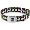 Buckle-Down Seatbelt Buckle Dog Collar - Mud Flap Girl Diamonds Black/White/Multi Neon - 1.5" Wide - Fits 16-23" Neck - Medium