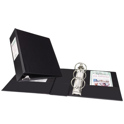 Avery Mini Durable 3 Ring Binder, 2" Round Rings, Holds 5.5" x 8.5" Paper, Label Holder, 1 Black Binder (27554)