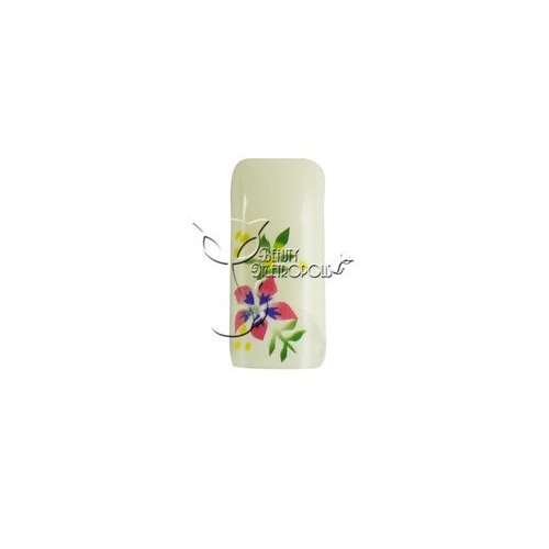 Pearl White/Exotic Flower Pre-designed Acrylic/UV Gel Artificial/False French Nail Tips (70 pcs.)