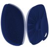 HieerBus Silicone Body Scrubber Flat Shower Brush Gentle Exfoliating and Massage,Long Bristles Lathers Well and More Hygienic Than Traditional Loofah 1 Pack (Dark Blue)