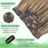 Hair Extensions Real Human Hair Clip ins, 18 Inch Hair Extension Clips Golden Brown with Dirty Blonde Fading to Dirty Blonde Highlights 70g 5pcs Remy Human Hair Clip in Extensions for Women