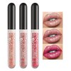 QIUFSSE 3 PCS Glitter Liquid Lipstick Set Red Pink Lip Gloss Kit for Women Gothic Glitter Lip Kit for Halloween Makeup,Costume Party,Cosplay-Set A