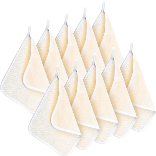 Tatuo 10 Packs Exfoliating Wash Cloths for Body and Face Facial Bath Scrub Soft Weave Loofah Towel Exfoliate Bath Towel Remove Dead Skin Wash Cloth for Women Man (White Edge)
