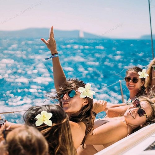 auwiyd 6 PCS Hawaiian Flower Hair Clips, Artificial Tropical Flower Hair Pins Hawaiian Floral for Women Girls Hawaiian Wedding Seaside Travel Hair Accessories