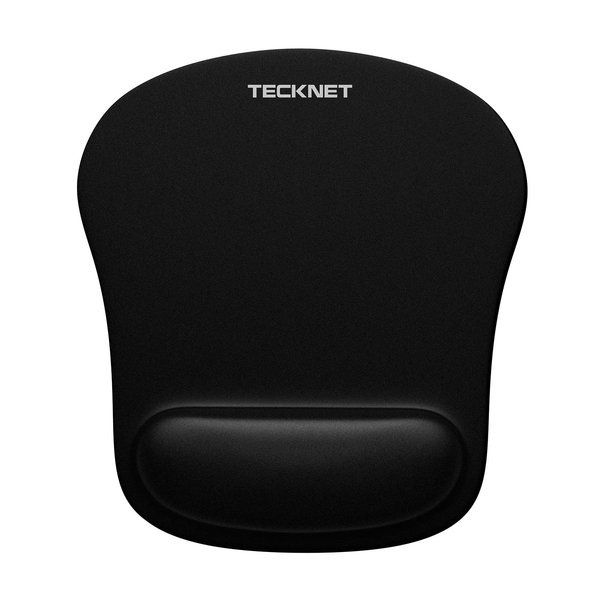 TECKNET Mouse Pad with Wrist Support, Ergonomic Gaming Mouse Pad Pain Relief, Portable Comfortable Mousepad for Computer, Laptop, Office, Home and Travel, Non-Slip Base, Waterproof Surface, Black