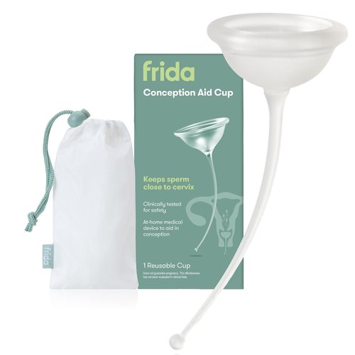 Frida Fertility Conception Aid Cup, Keeps Sperm Close to Cervix, Natural Pregnancy Support for Family Planning, Soft Flexible Silicone, Reusable Conception Cup and Storage Bag
