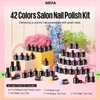 MEFA 46 Pcs Gel Nail Polish Kit, 42 Colors All Seasons Gel Polish Set Nude Macaron Colorful Starter Kit with Base Coat & Glitter/Glossy/Matte Top Coat Gel Nail Art Manicure DIY Salon Gifts for Girls