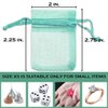TheDisplayGuys 100-Pack XS XS 2x2 3/4" Teal Sheer Organza Gift Bags with Drawstring, Goodie Bags for Jewelry, Candy Bags, Treat Bags, Wedding Favors Small Mesh Bags