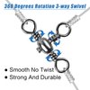 AGOOL 3 Way Swivels Fishing Tackle, 50/100pcs Crossline Barrel Swivel 3 Way Rigs T-Shape Three Way Swivels Fishing Tackle Connector for Catfish Rig Surf Fishing Rig