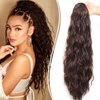 Ponytail Extension, AUSPICAL Long Wavy Drawstring Ponytail 20" Clip in Hair Extensions Ponytail Fake Pony Tails Hair Extensions Natural Soft Heat Resistant Synthetic Brown with blonde streaks
