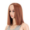SWACC 12 Inch Short Length Straight Middle Part Hair Wig Synthetic Heat Resistant Wigs for Women with Wig Cap (Dark Copper Red)